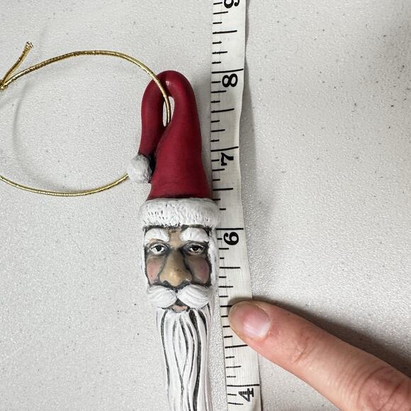 Vintage Hand Painted ICICLE SANTA Ornament Ceramic Bisque Christmas Collectible - Picture 6 of 6